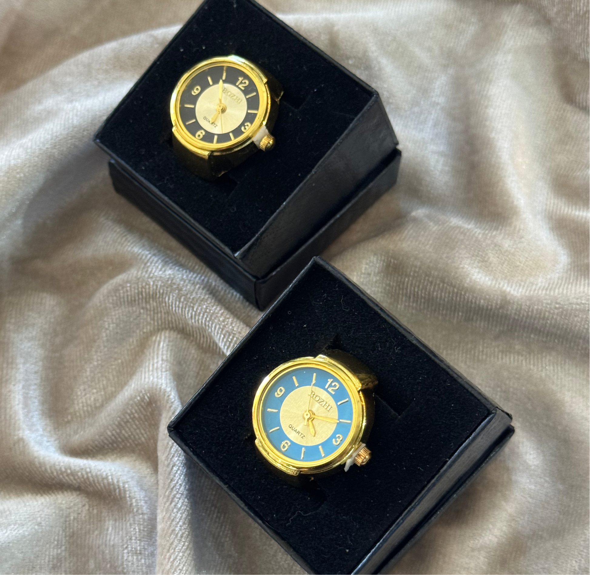 Bozhi Quartz Gold Colour Circle Watch Rings