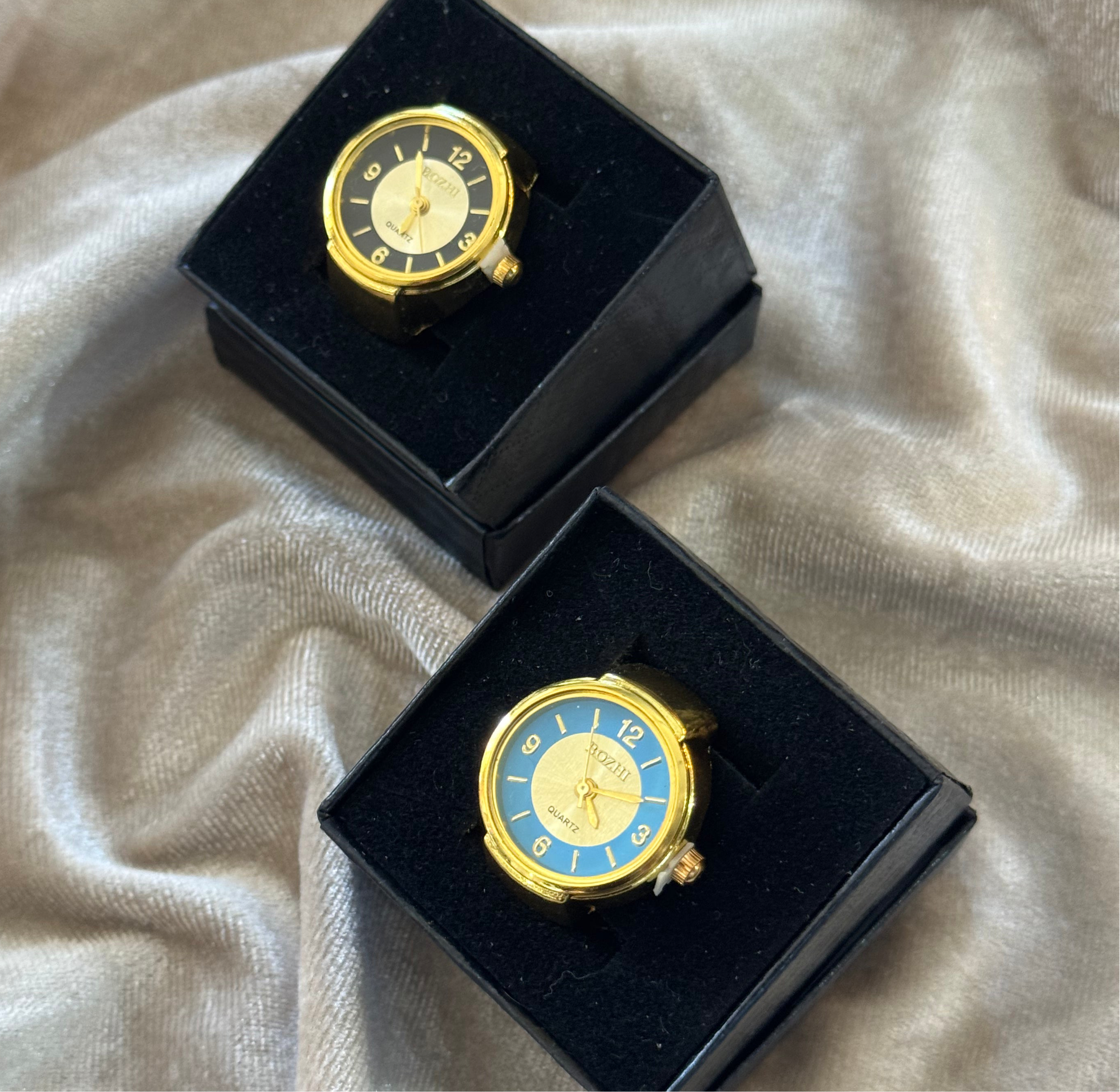 Bozhi Quartz Gold Colour Circle Watch Rings