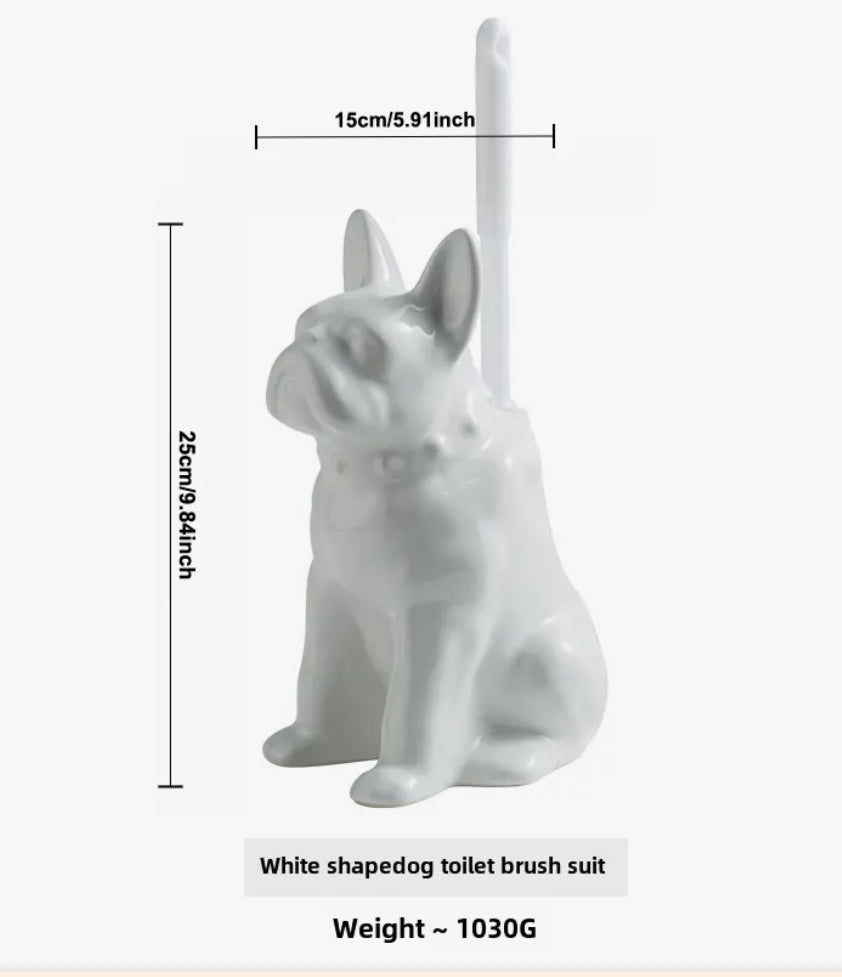 Ceramic French Bulldog Toilet brush set