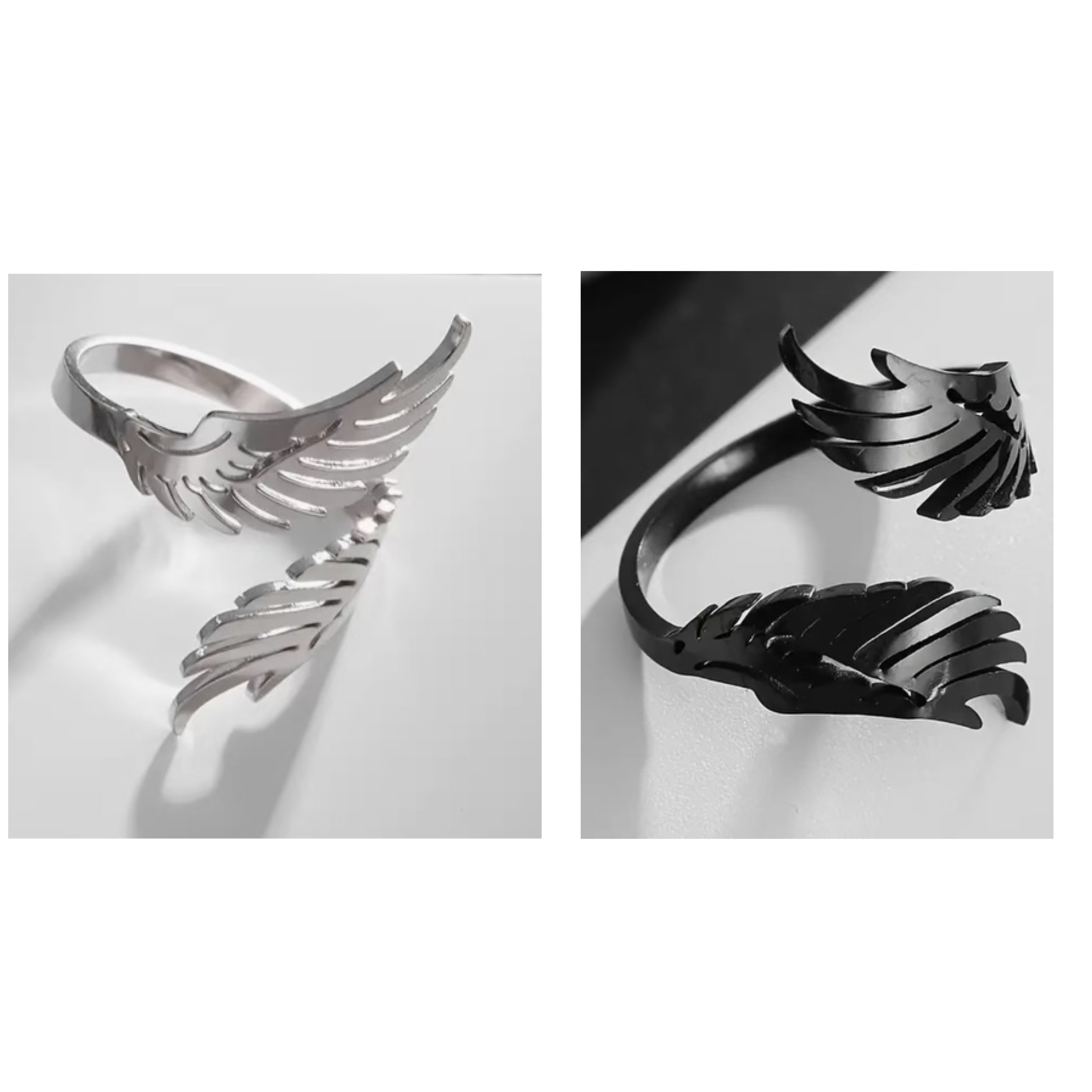Bague ailes d'ange en acier inoxydable