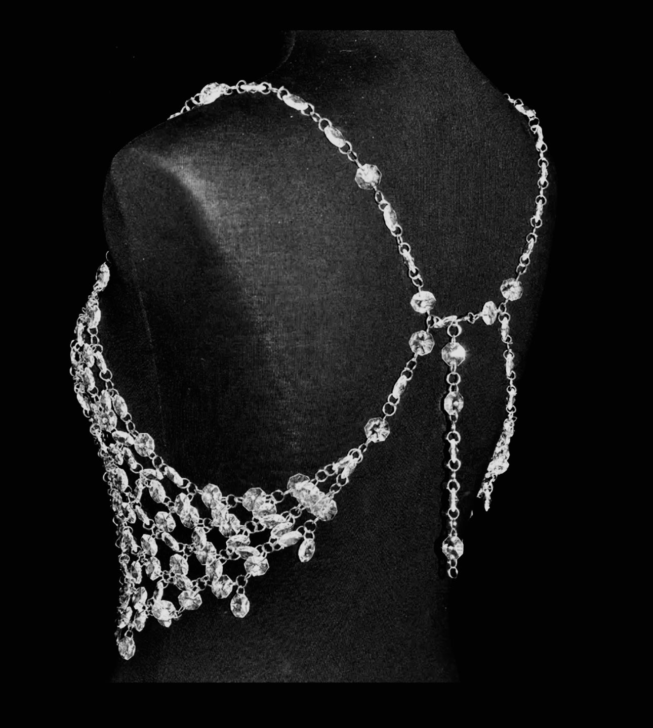 Diamonte silver plated chain top