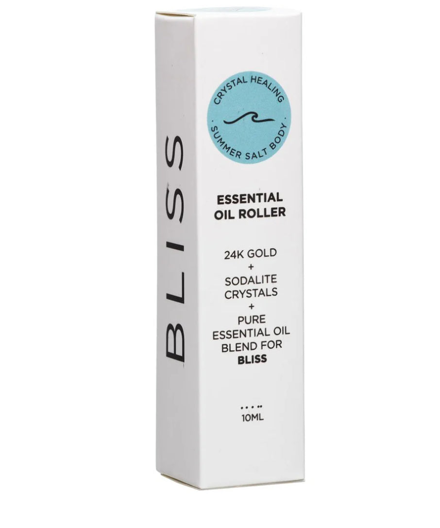 Rouleau d'huiles essentielles Bliss avec cristaux et or 24 carats