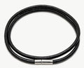 Black leather choker with stainless steel magnetic clasp