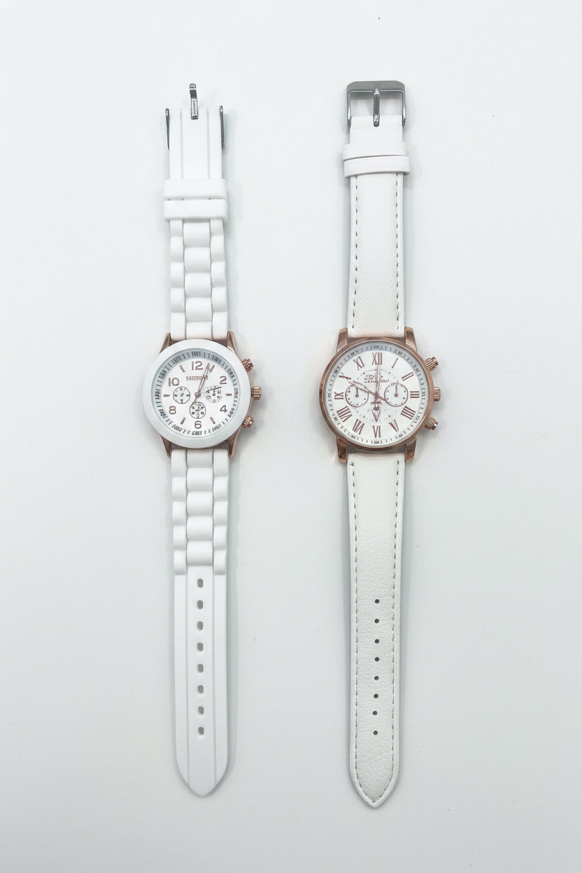 White rose gold watch