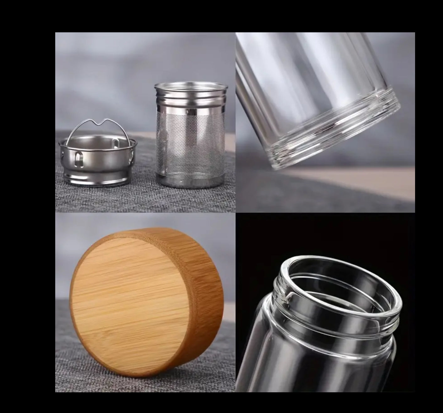 Bouteille à thé en verre avec couvercle de protection