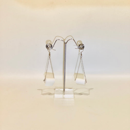 Toilet paper sterling silver earrings