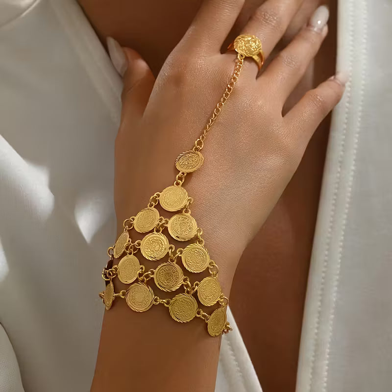 Ethnic Coin Bracelet & Ring Set