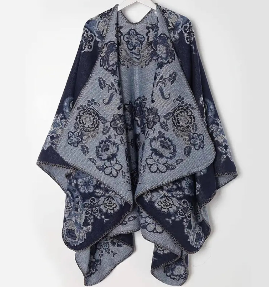 Châle fleuri en jacquard