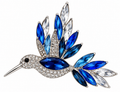 Large Blue Hummingbird Brooch