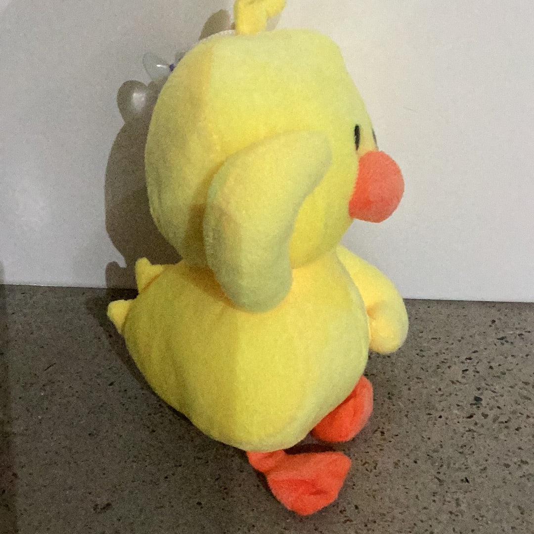 Stuffed toy duck with suction cap