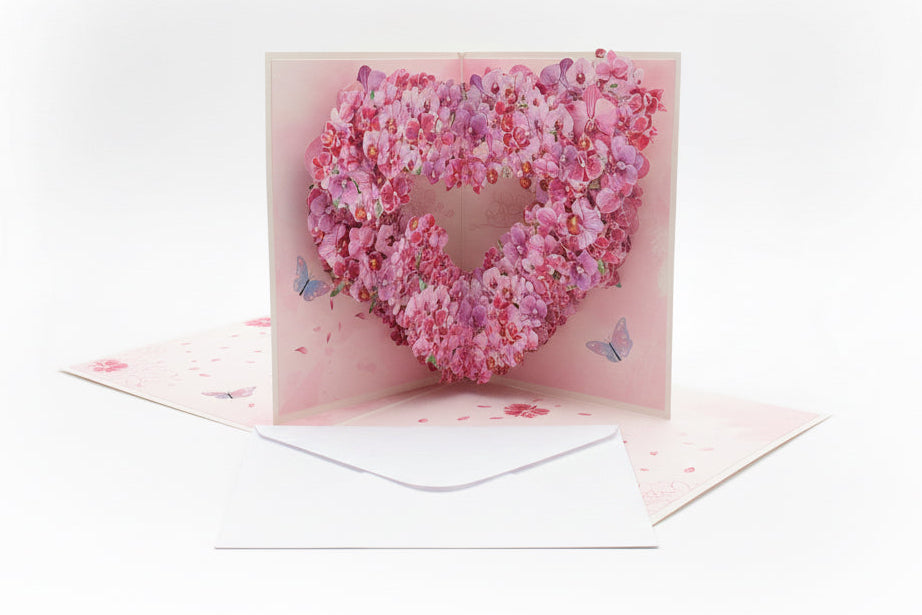 Pop-Up Orchid Blank Greeting Card