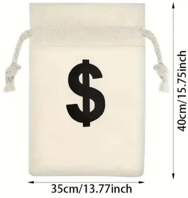 Canvas Cash Drawstring Bag