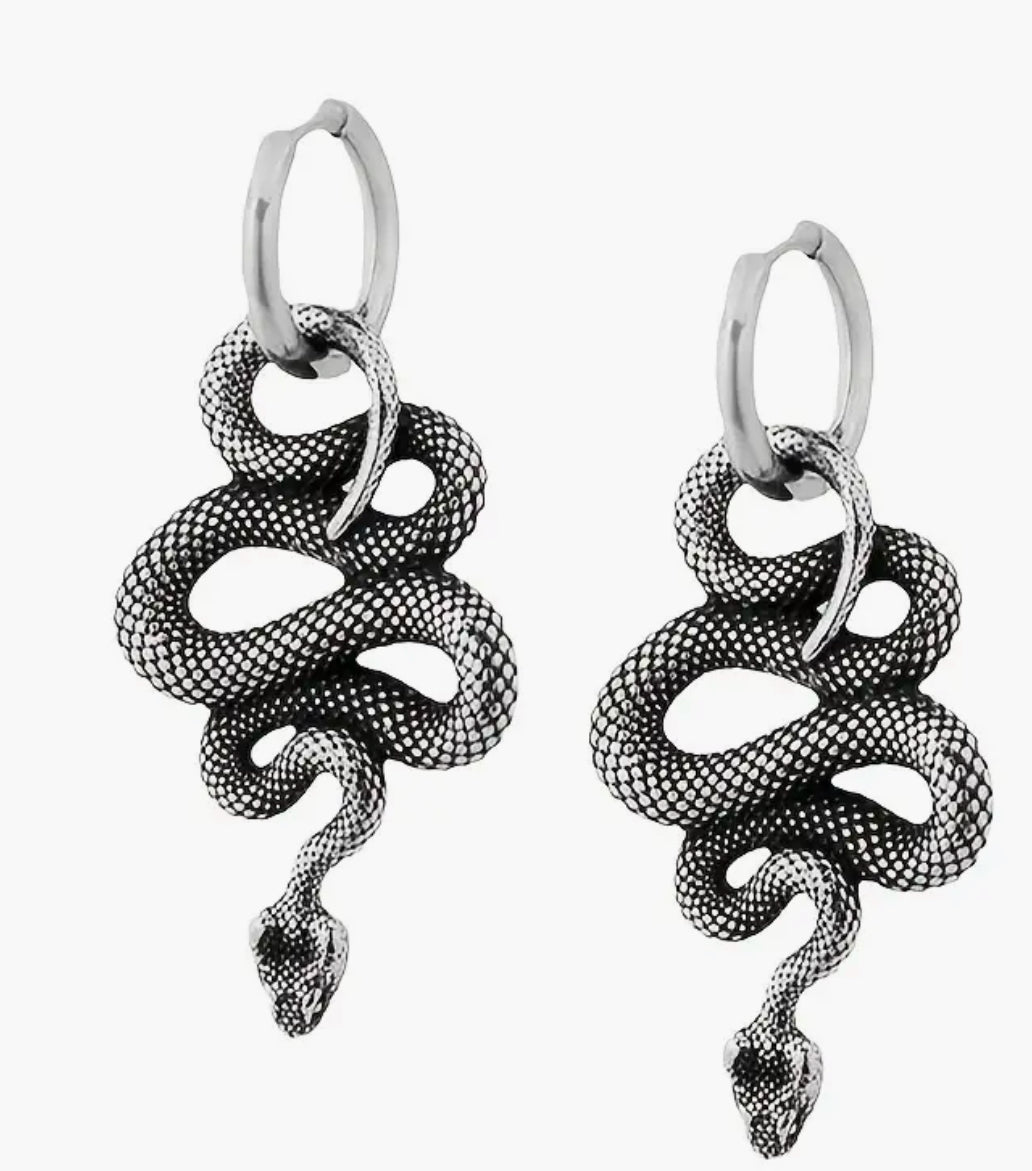 Boucles d'oreilles créoles serpent suspendues