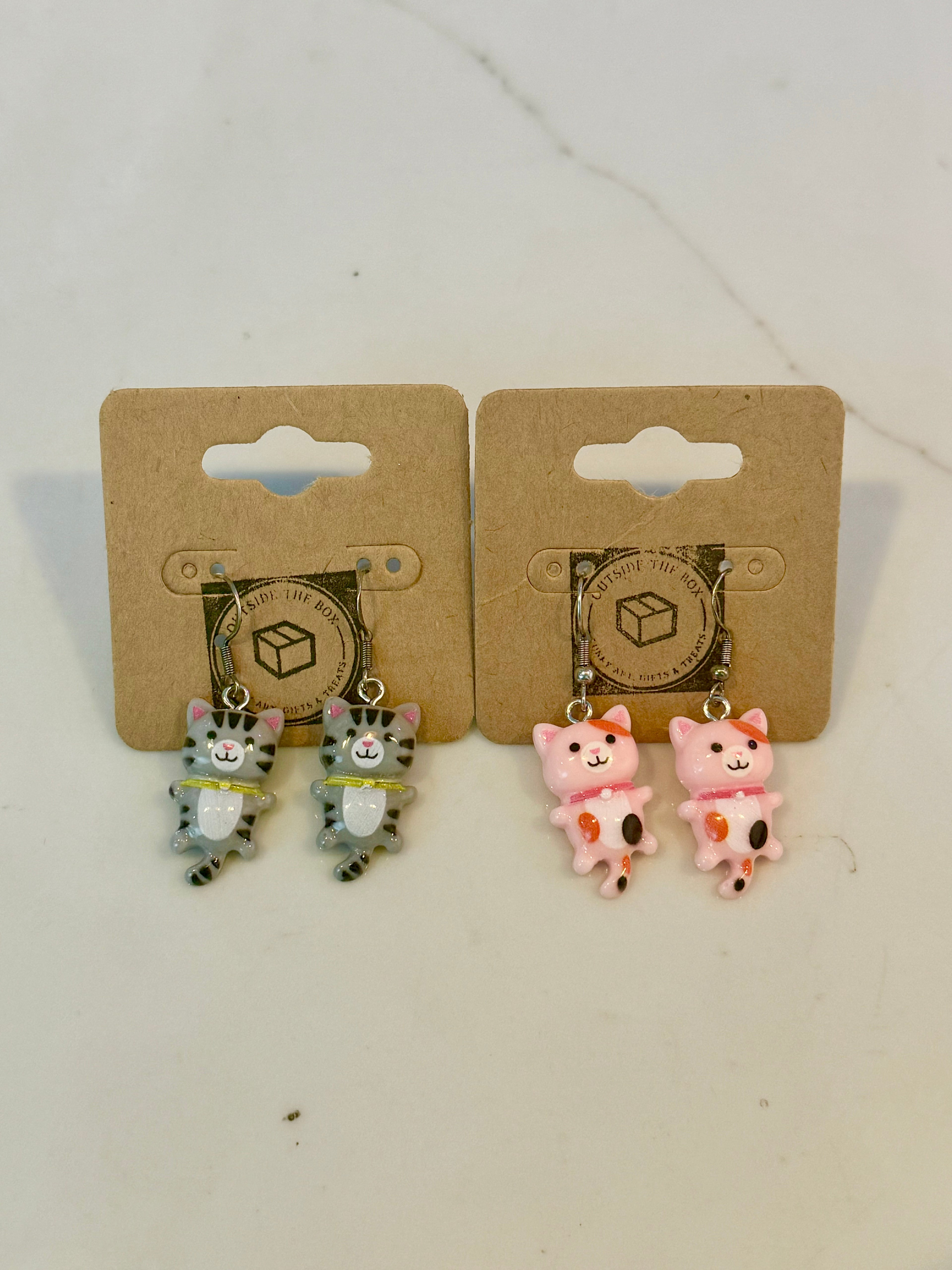 Cat sterling silver earrings