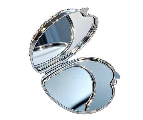 Diamonte Heart compact mirror