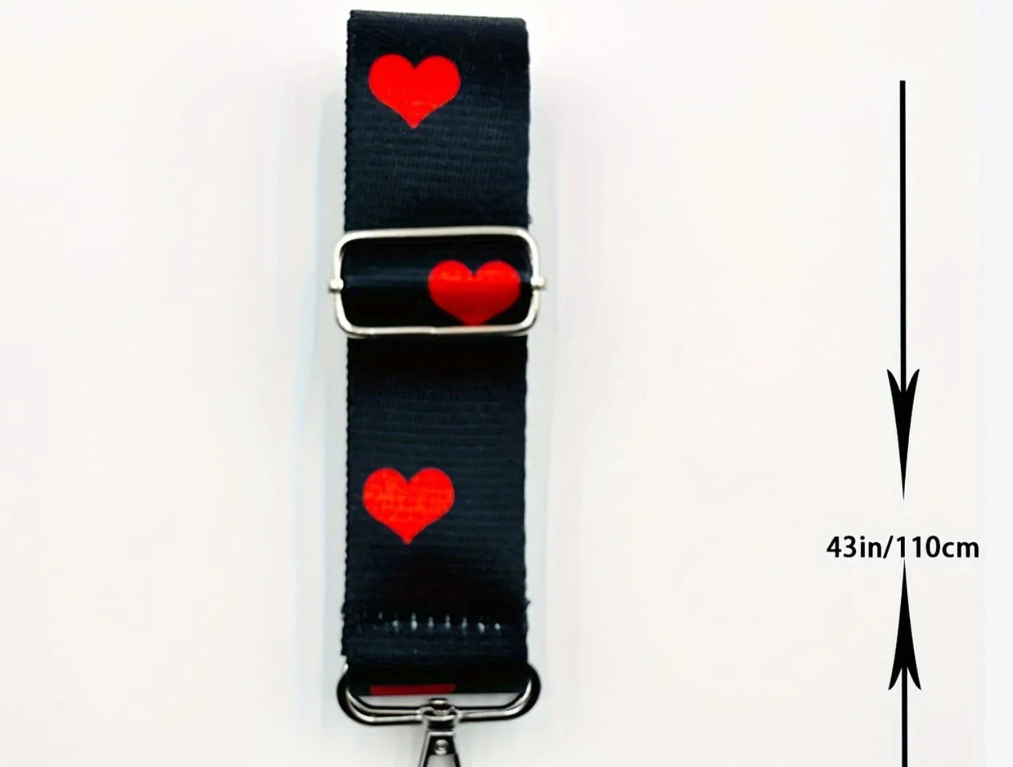 Red hearts on black strap ( gold hardware)