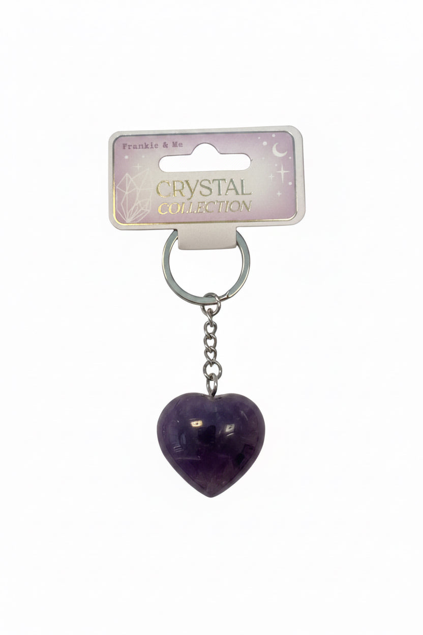 Amethyst Heart Keychain