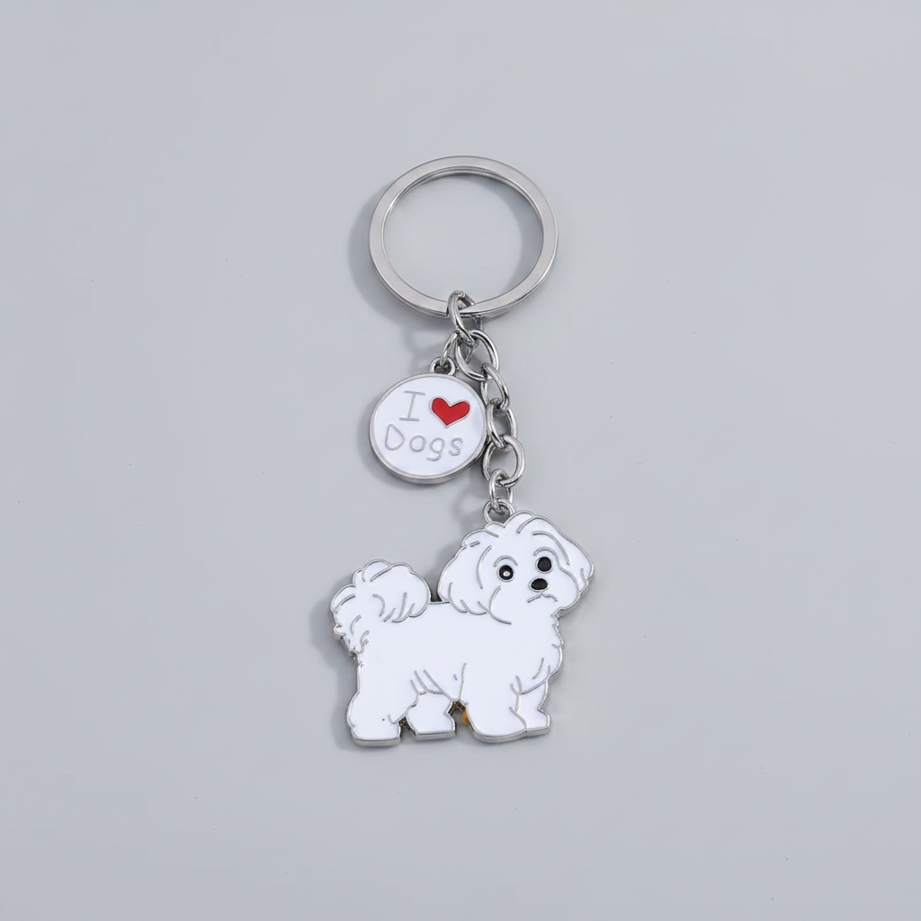 Maltese Dog Keychain