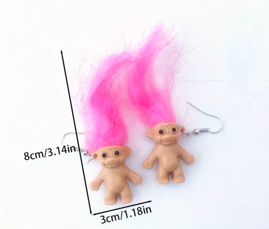 Boucles d'oreilles Trolls (3 couleurs)
