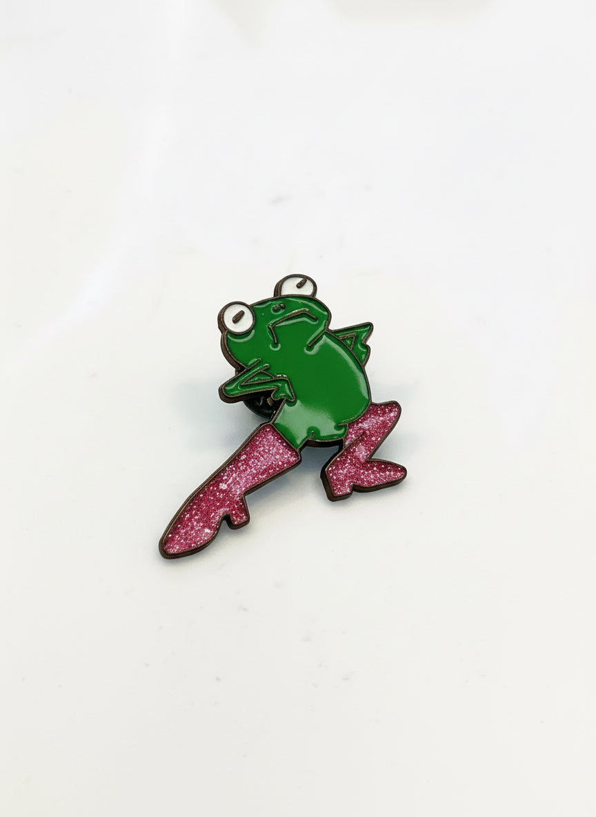 Frog in red boots Brooch Pin