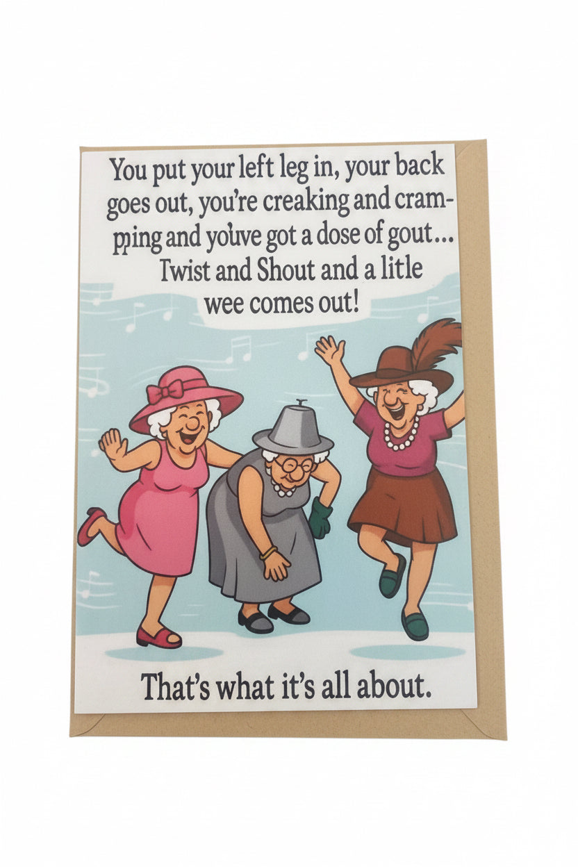 Funny Hokey Pokey dance old birthday card