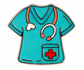 Medical Scrubs & Stethoscope Brooch Pin