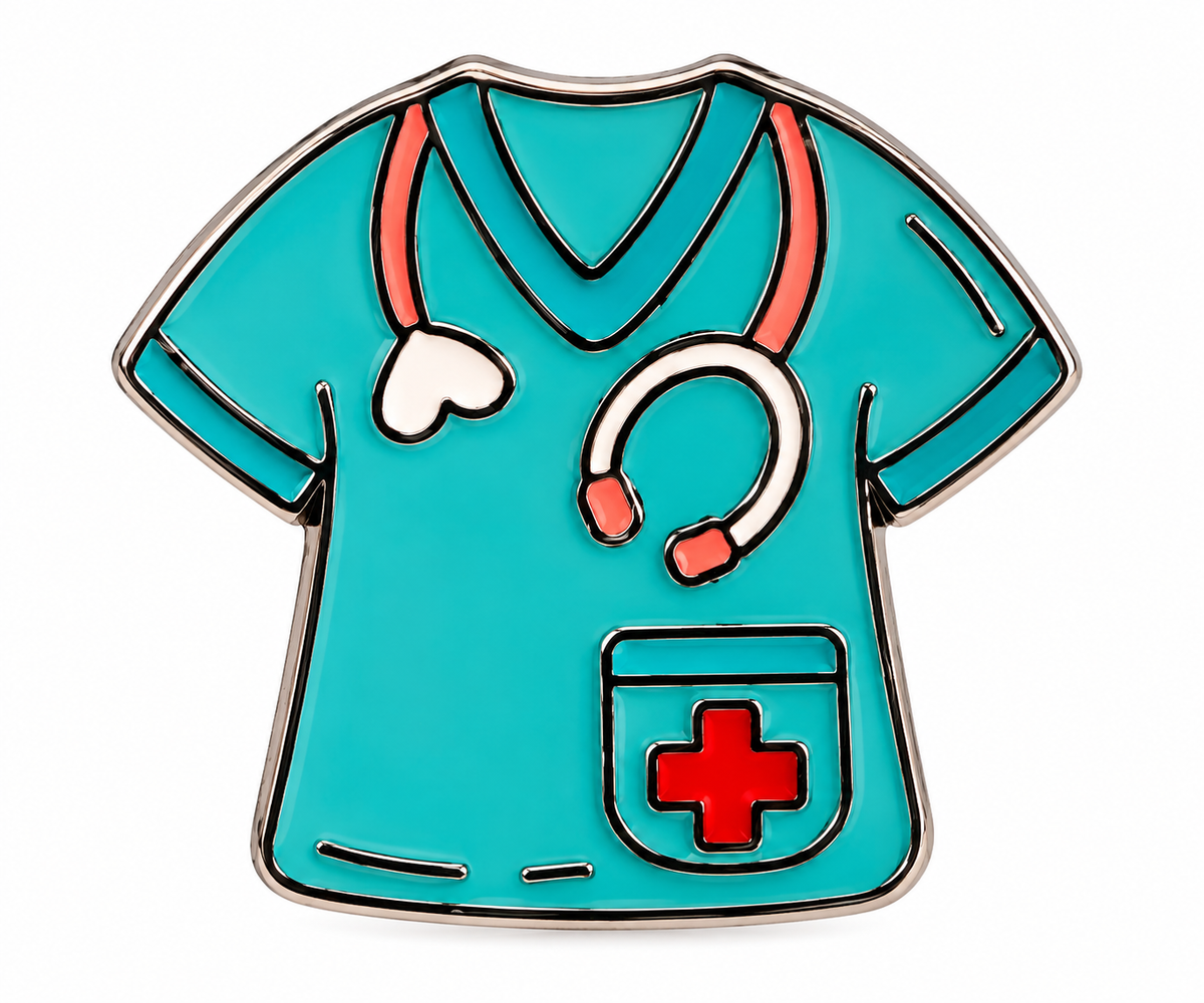 Medical Scrubs & Stethoscope Brooch Pin