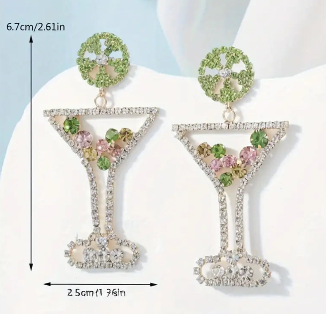 Cocktail Glass zirconia bottle earrings