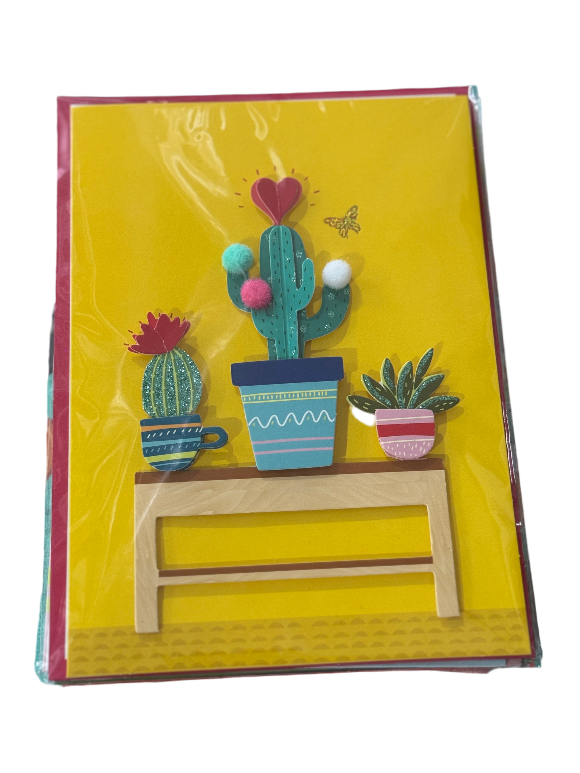 Textured cactus blank card