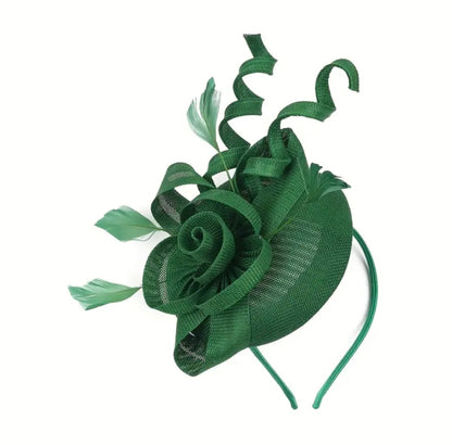 Green or Pink Floral Spiral Derby Fascinator Hat