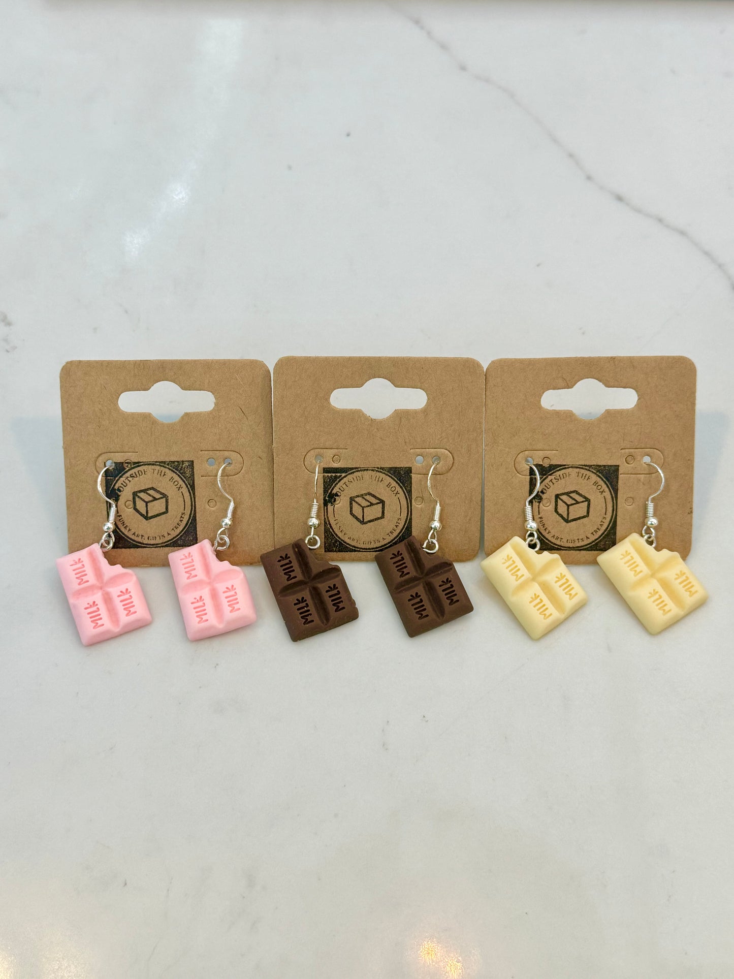 Chocolate block sterling silver earrings