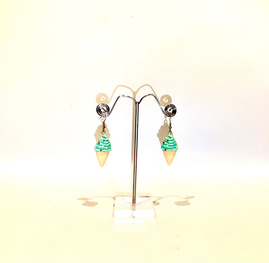 Green ice-cream Sterling Silver Earrings