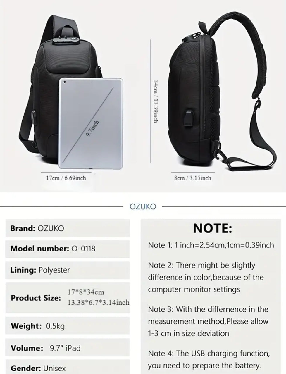 Sac bandoulière en tissu mesh avec serrure à combinaison et port de chargement (vert armée)