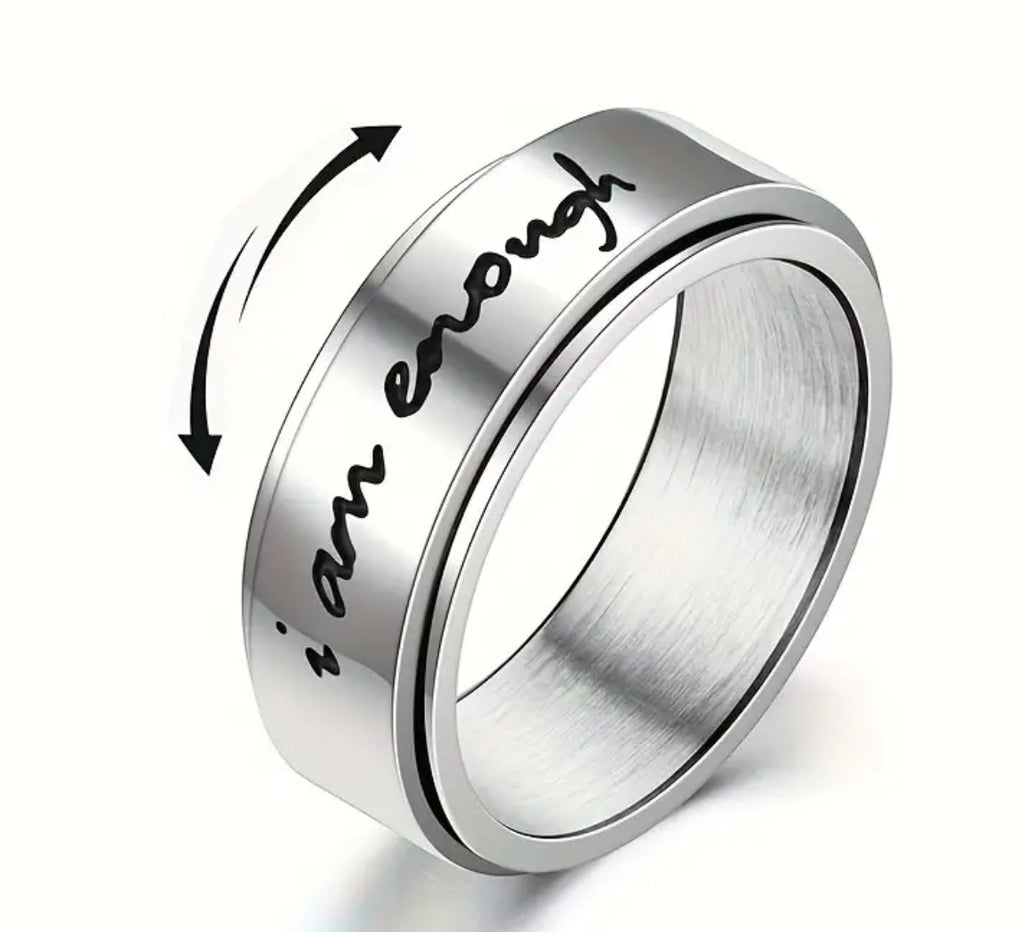 Bague anti-stress en acier inoxydable « Je suis assez »