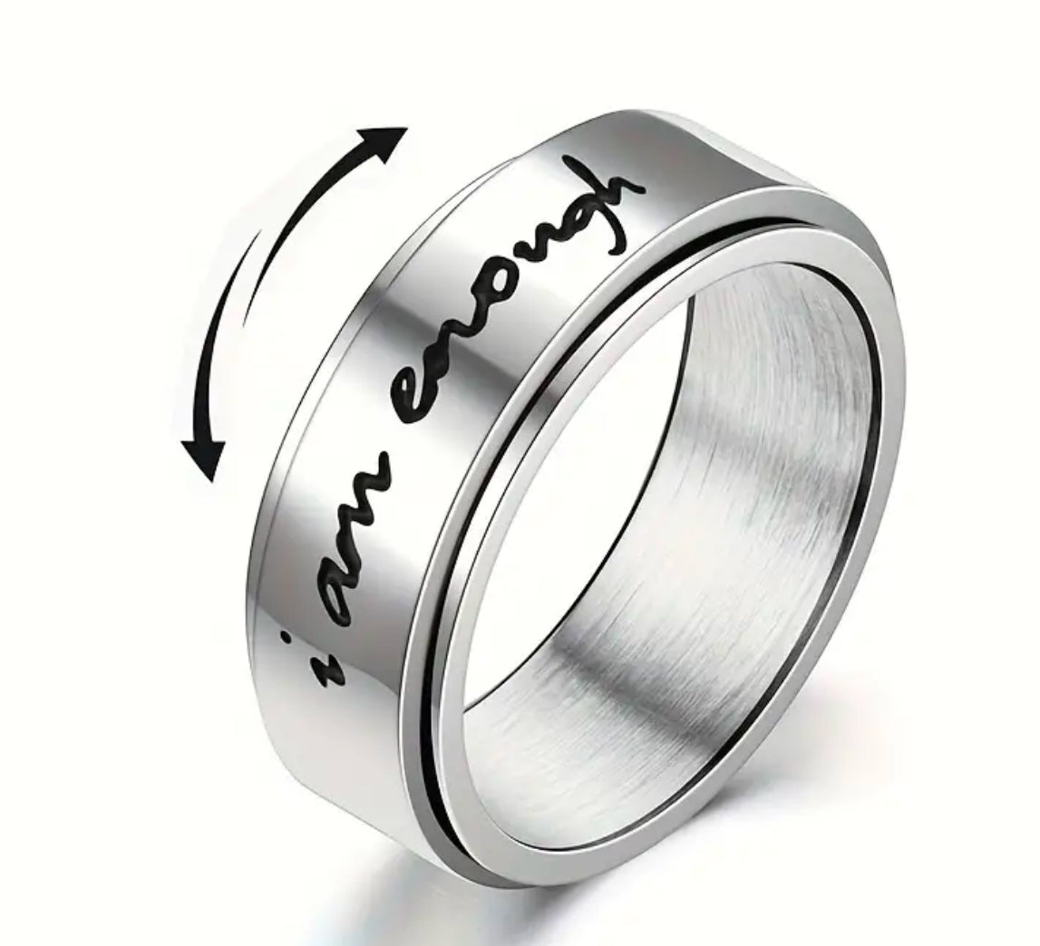 “I am Enough” Stainless Steel Fidget Ring