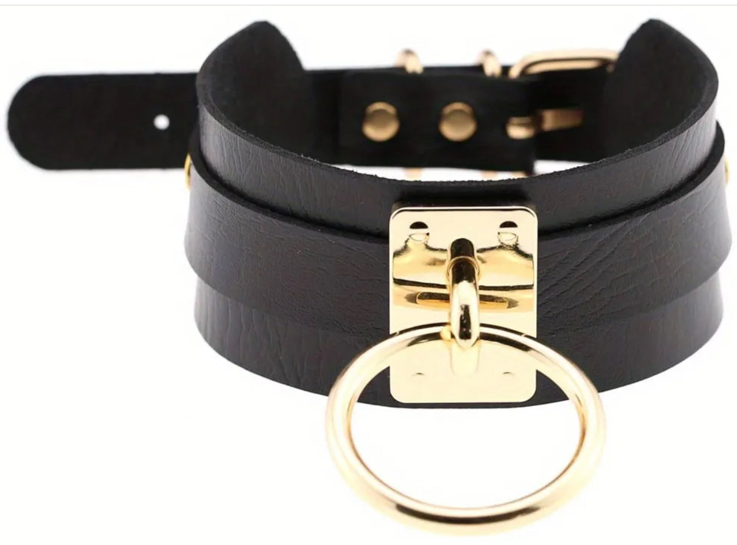 Ring leather collar for dog or cat