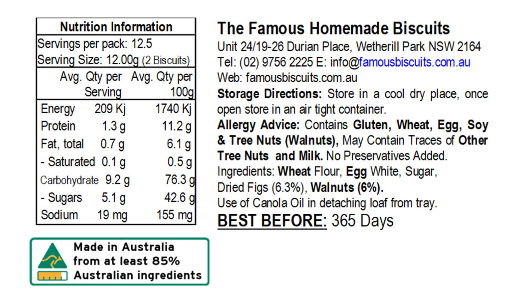 Biscuits Biscotti aux figues et aux noix 150 g
