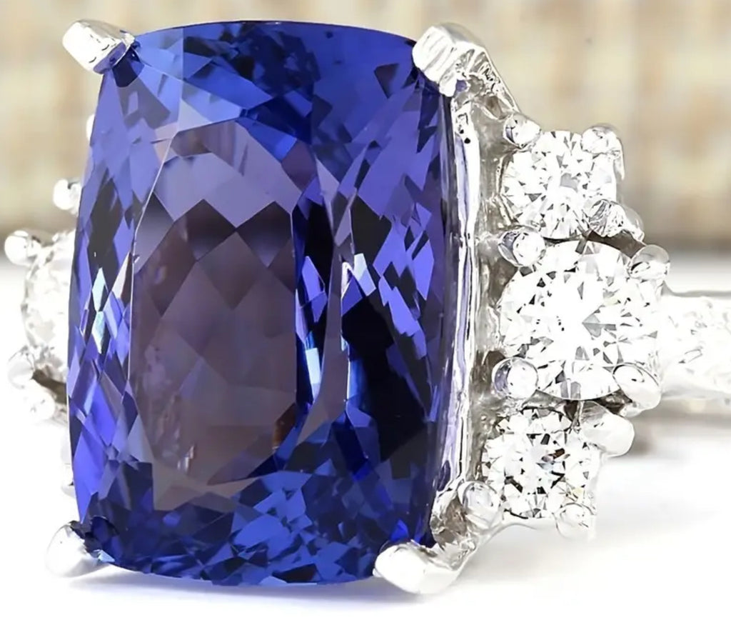 Bague en zircone bleue