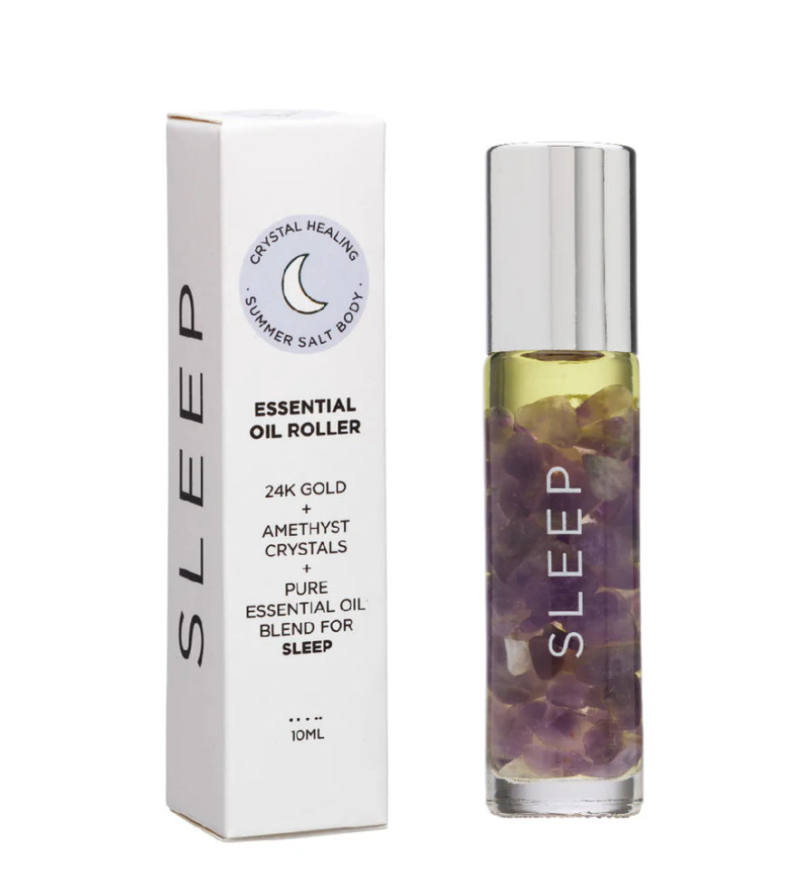Parfum d'huile essentielle Sleep avec cristaux et or 24 carats