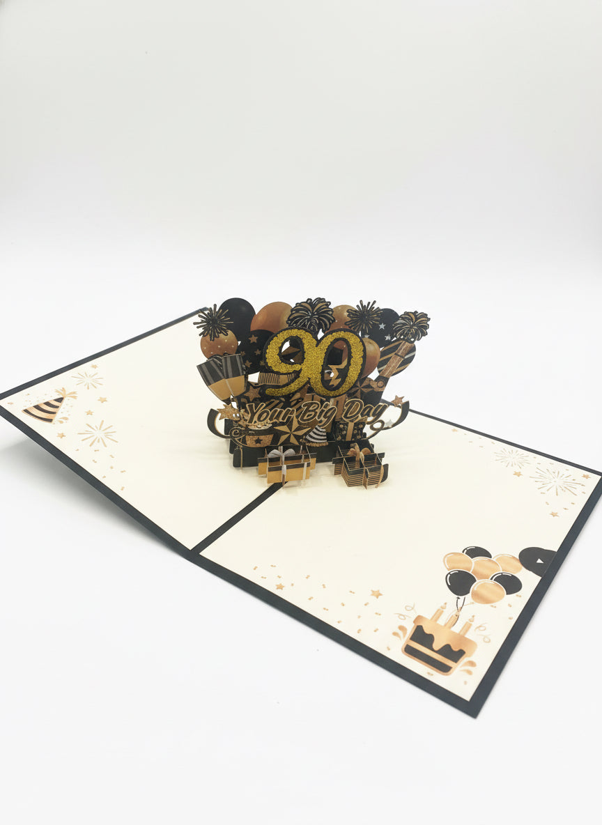 3D Pop-Up 90th Birthday Greeting Blank Card