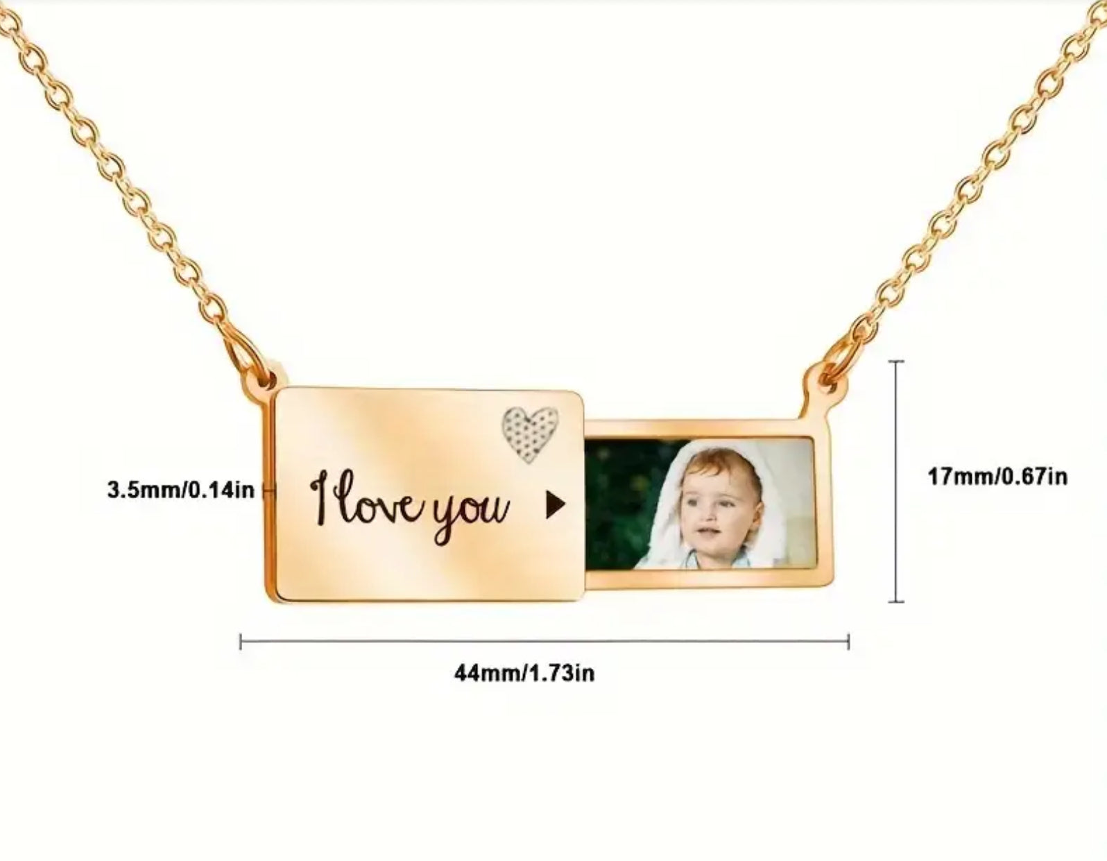 I Love You envelope charm necklace