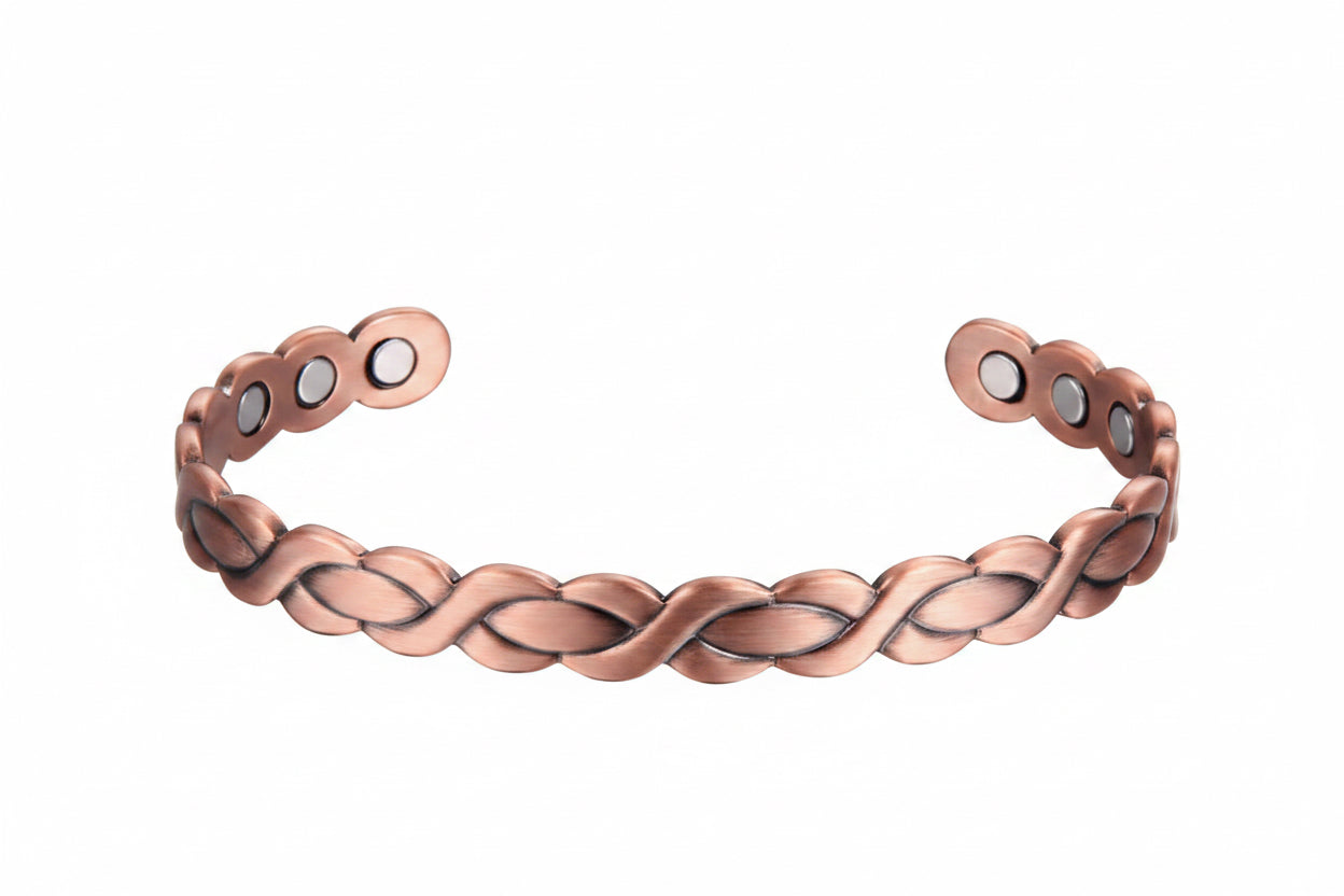 Copper Magnetic Bangle  (Twisted Braid)
