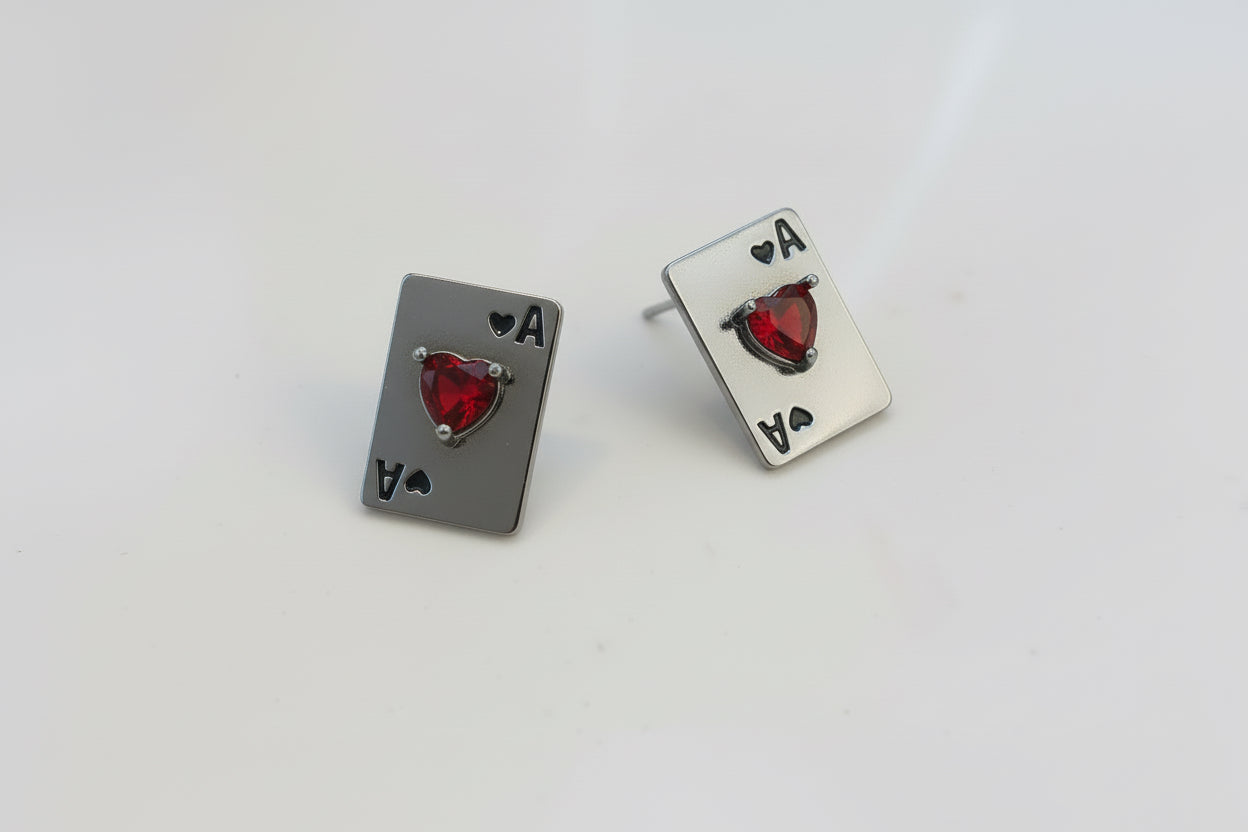 Ace of Hearts Stud Earrings