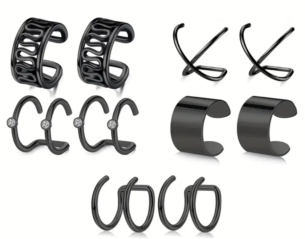 Manchette d'oreille en acier inoxydable noir