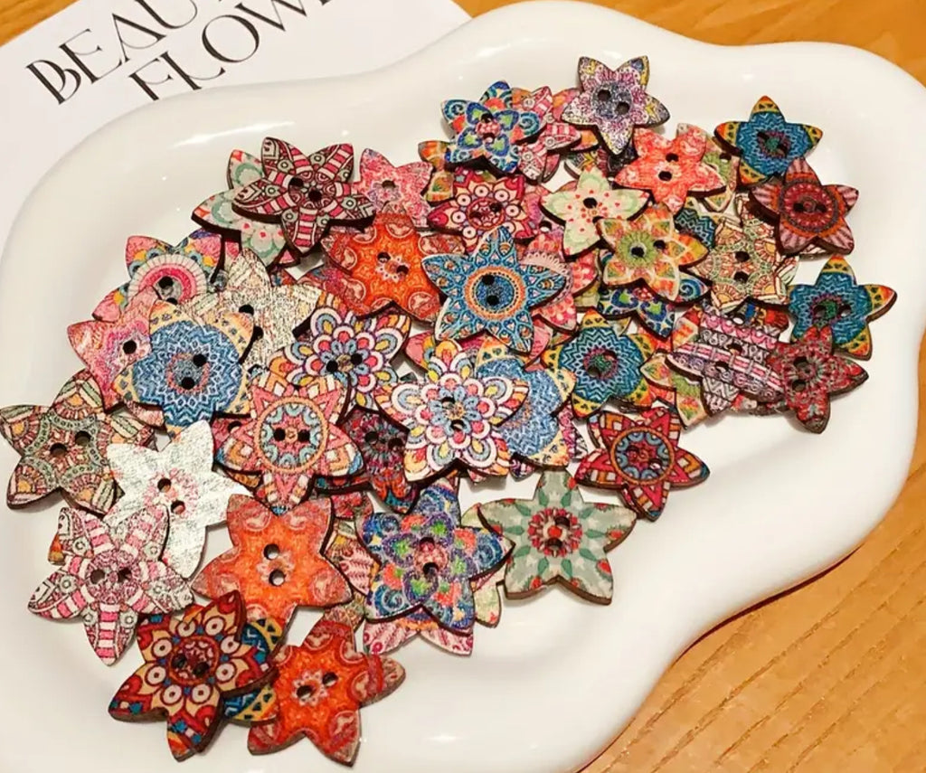 Bouton étoile en bois