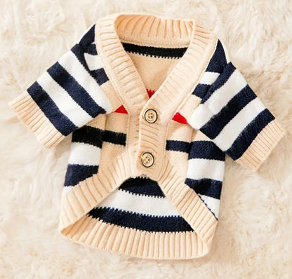 Knitted Striped Pet Cardigan