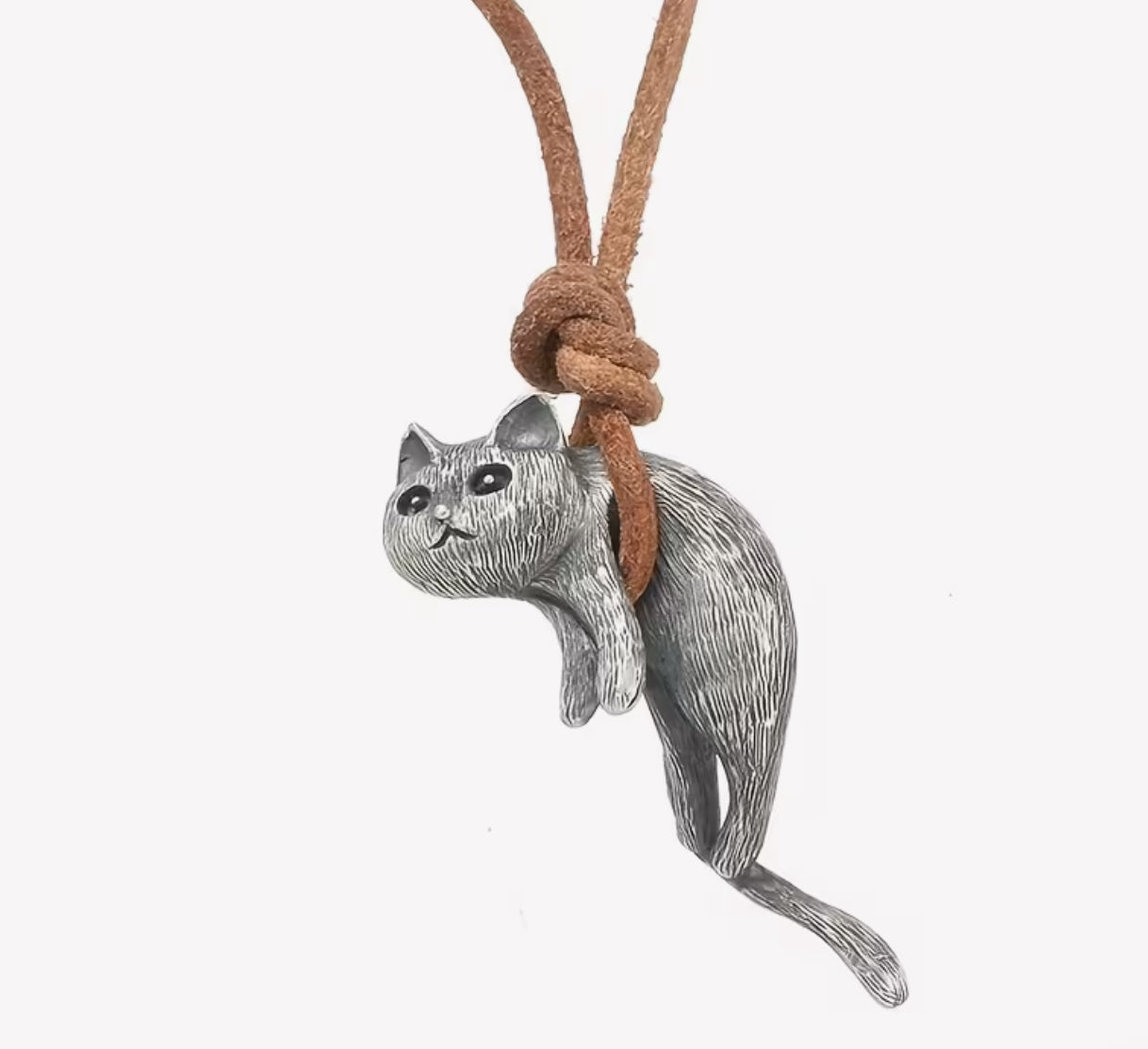 Hanging Silver Cat Necklace