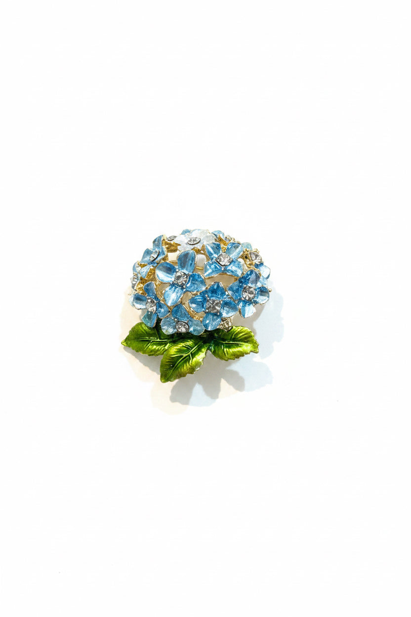 White and Blue Flower Bouquet Brooch