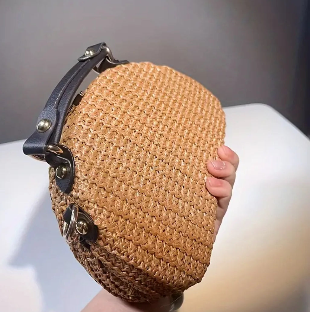 Sac à main en cuir véritable tissé
