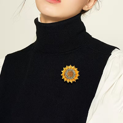 Sunflower Rhinestone Brooch